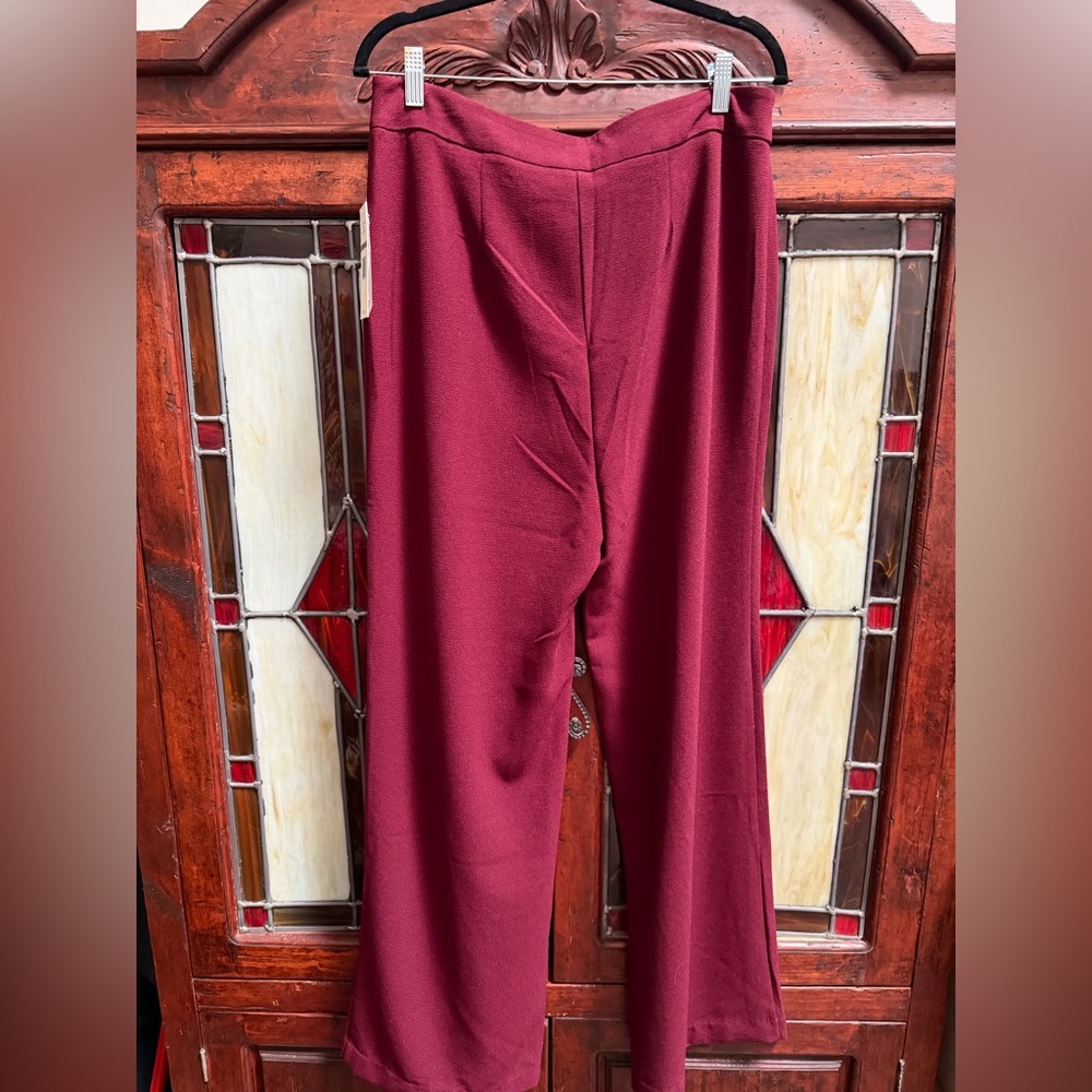 Nanette Lepore Deep Red Wide Leg Pants - Picture 2 of 5